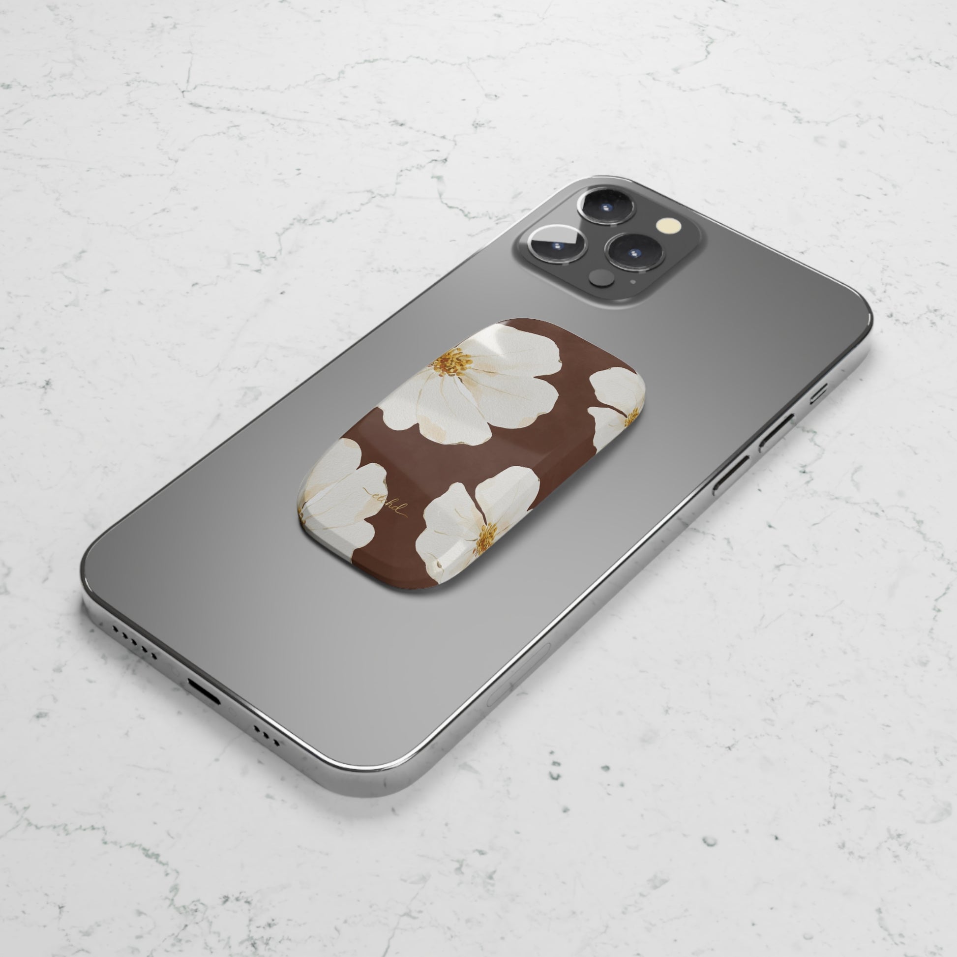 Mocha Blossom Click-On Phone Grip by etchd, view 4
