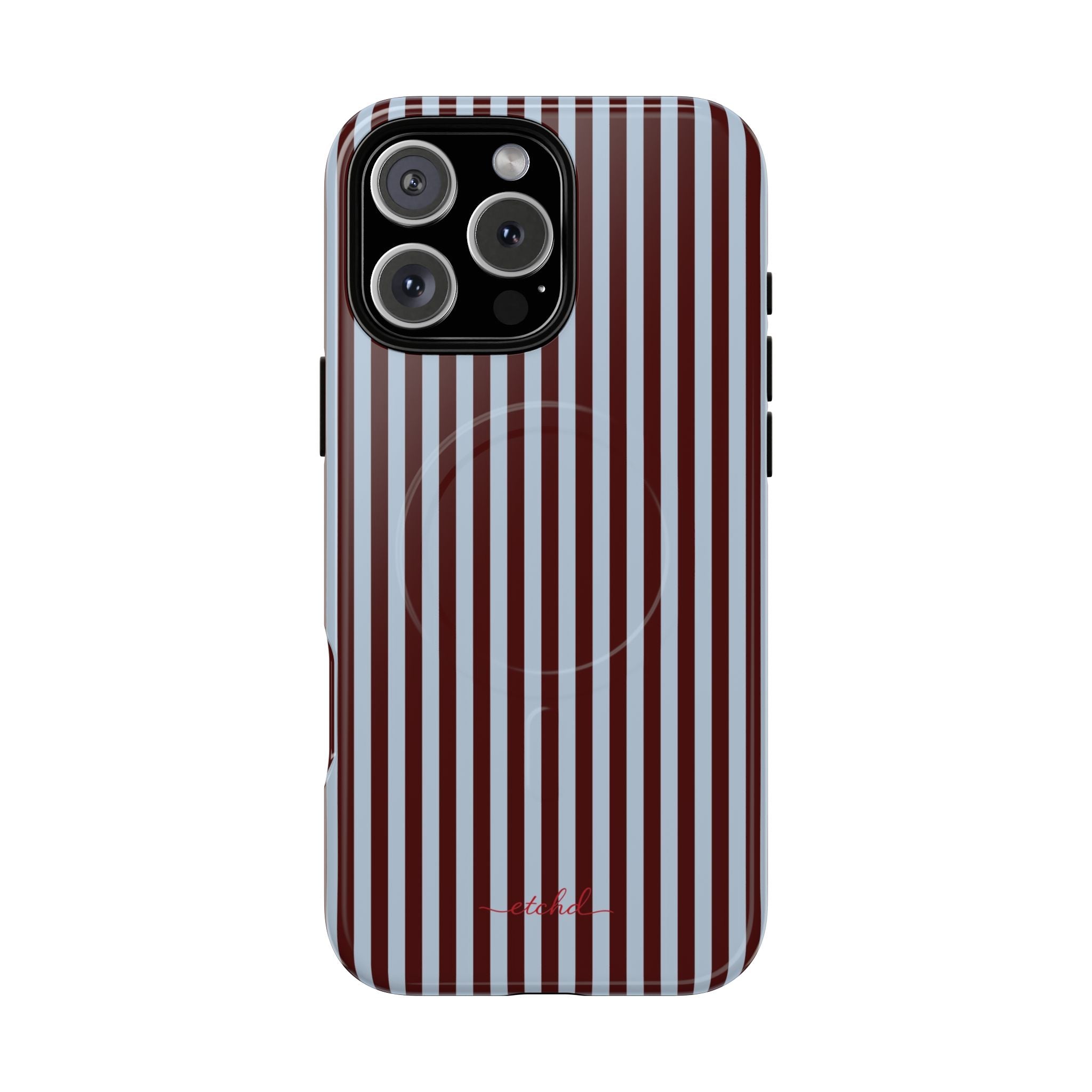 Blue & Cherry Striped Magnetic Phone Case by etchd