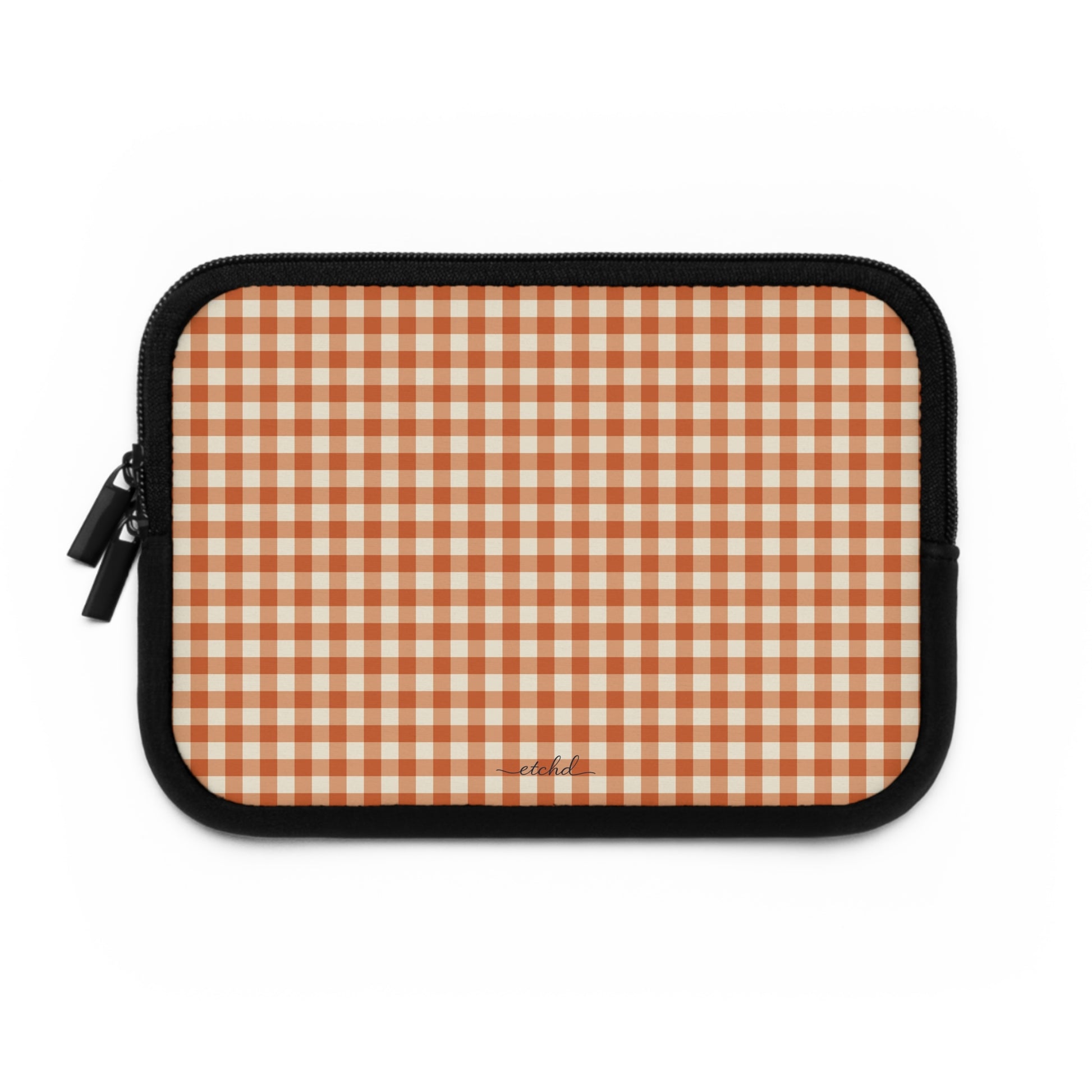 Terracotta & Cream Gingham Funda para portátil de etchd, vista 2