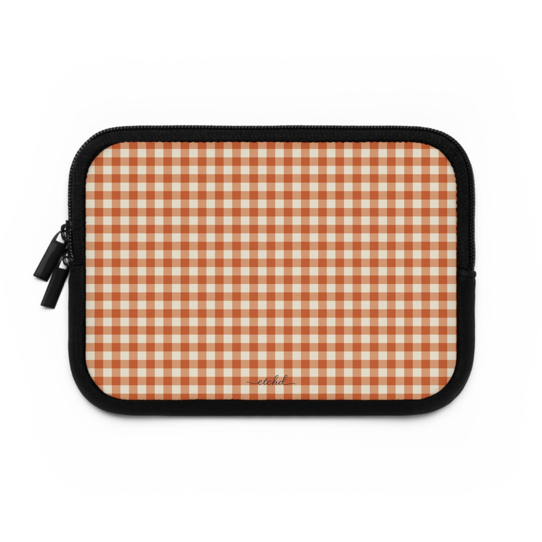 Terracotta Gingham Laptop Sleeve by etchd, view 2