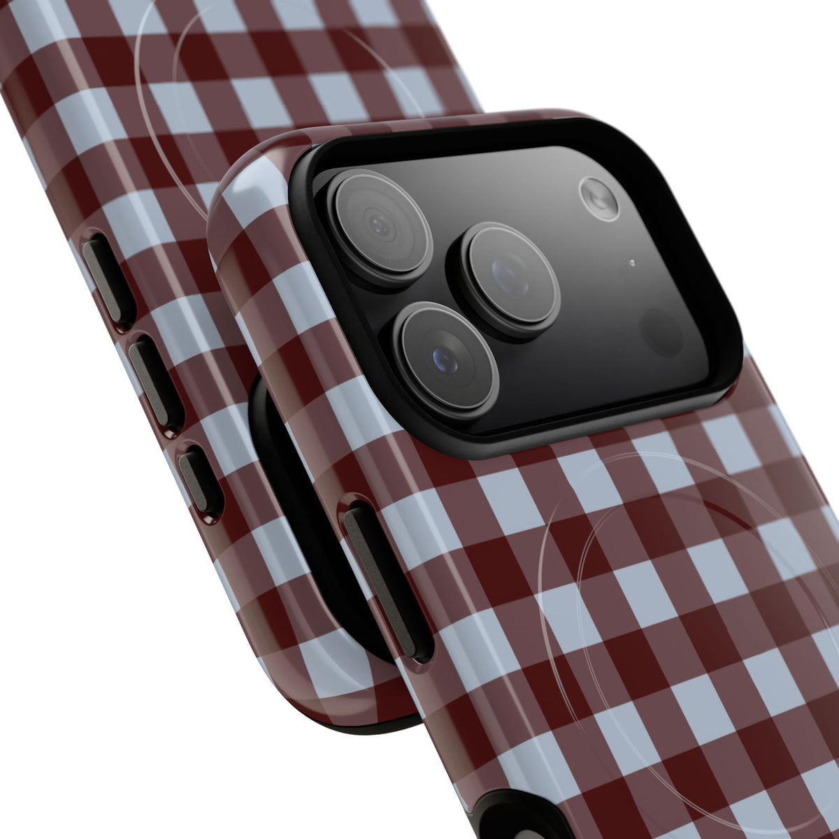 Blue & Cherry Gingham Magnetic Phone Case by etchd, view 99