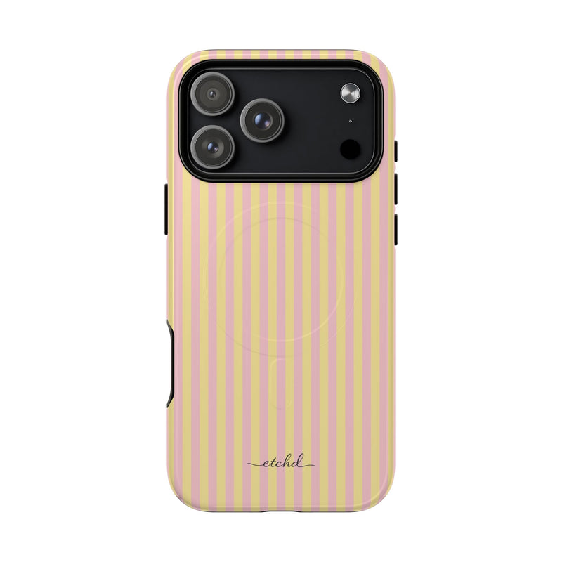 Pink & Butter Striped Magnetic Phone Case by etchd, view 79