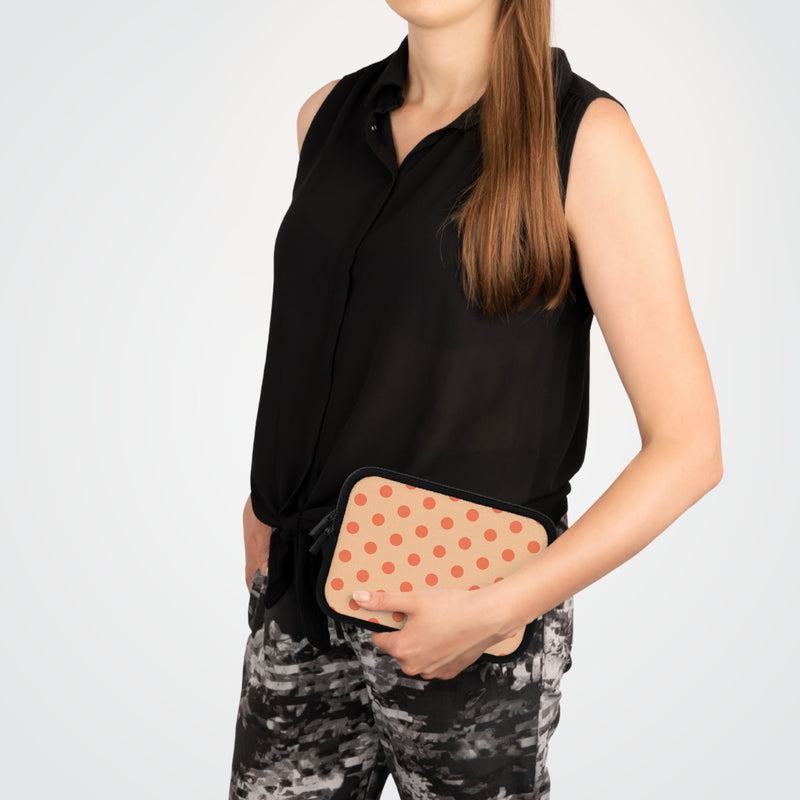 Coral And Peach Polka Dot Laptop Sleeve by etchd, view 15