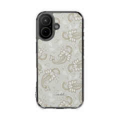 Beige Paisley Clear Magnetic Phone Case by etchd, view 13