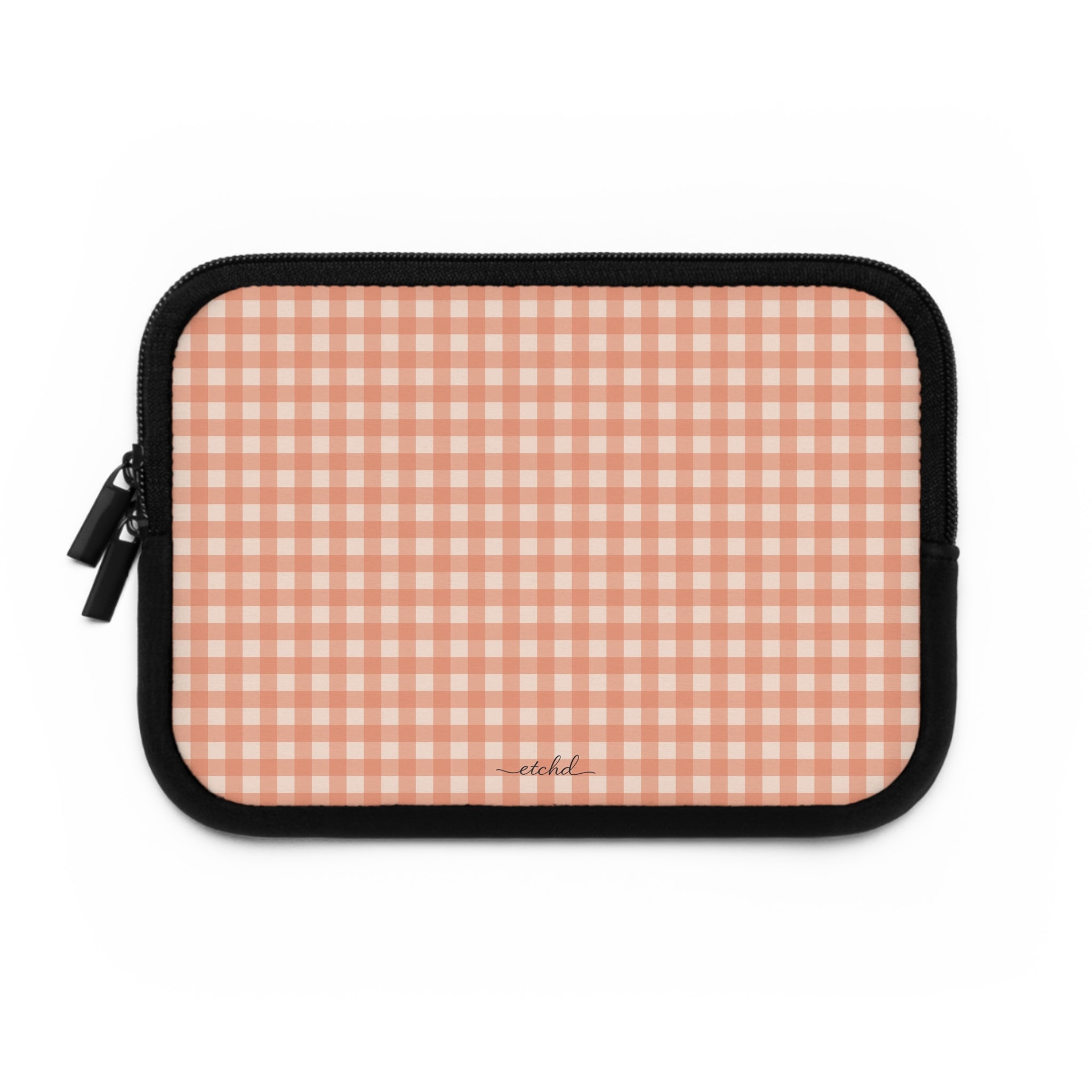 Coral & Cream Gingham Laptop Sleeve by etchd, view 2