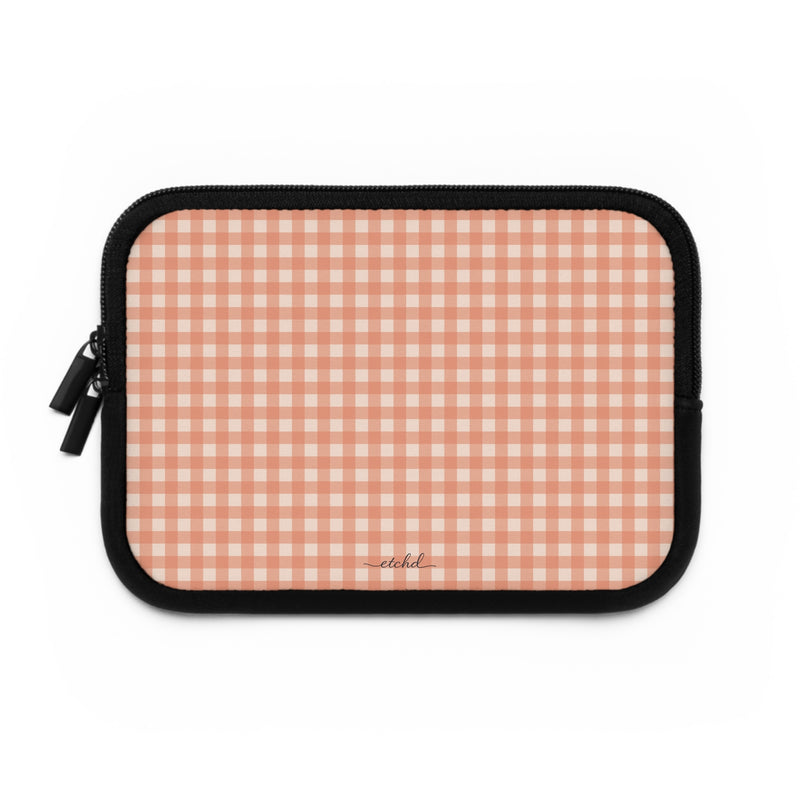 Coral & Cream Gingham Laptop Sleeve by etchd, view 2