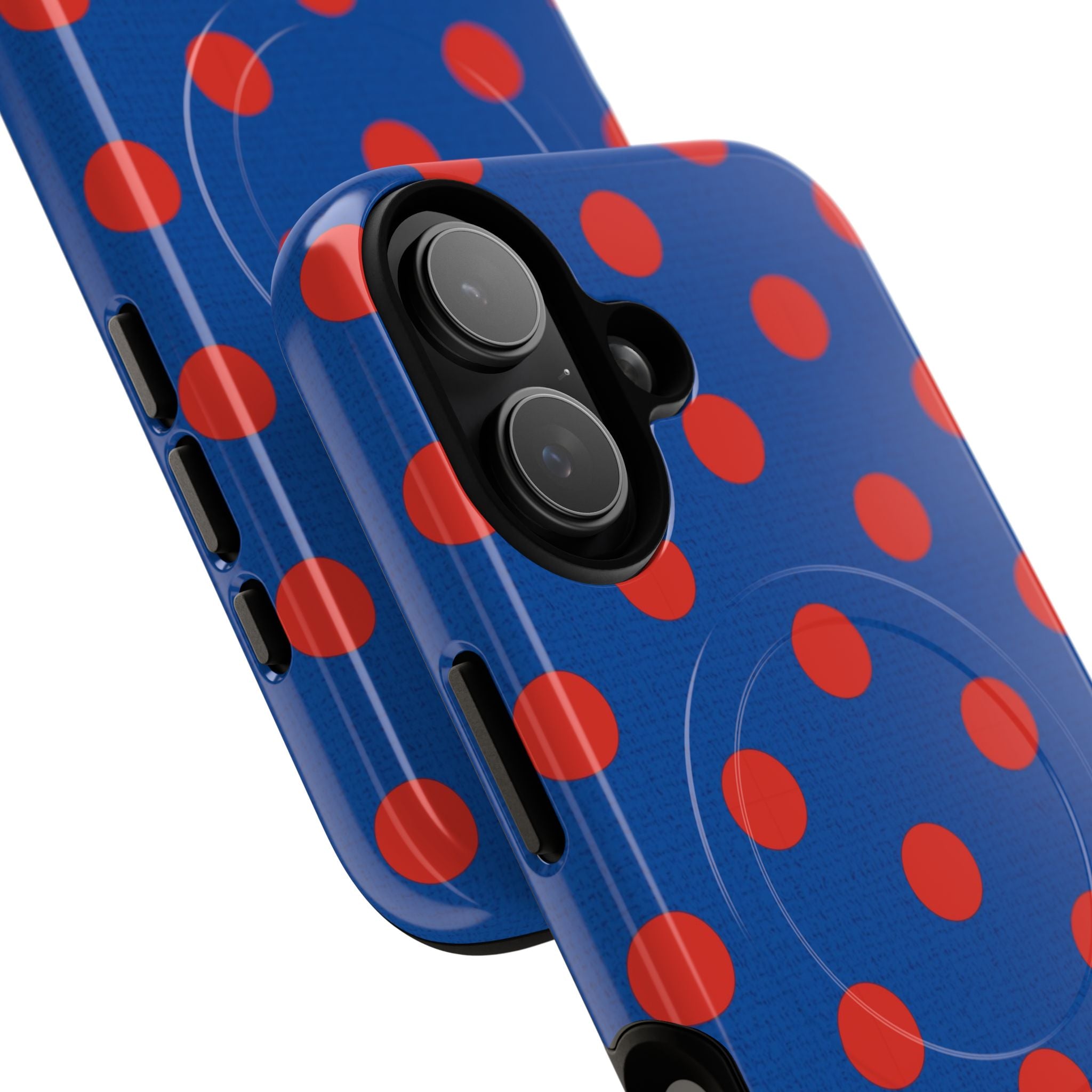 Poppy And Cobalt Polka Dot Magnetic Phone Case by etchd, view 87