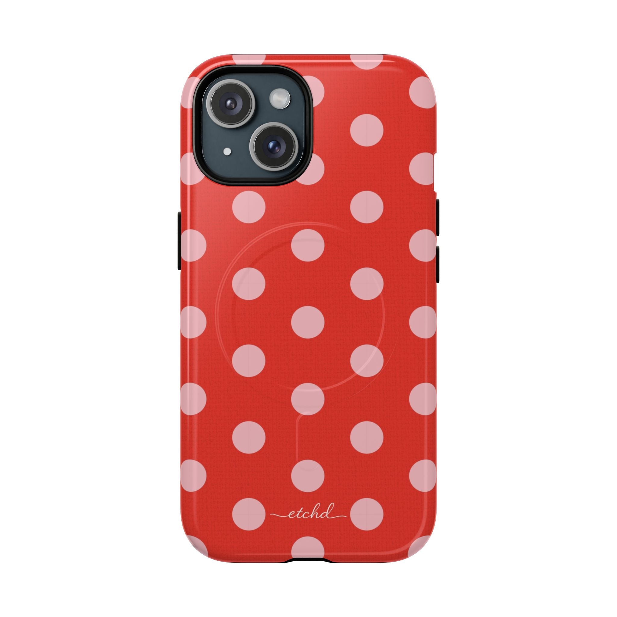 Blush & Poppy Polka Dot Magnetic Phone Case by etchd, view 2