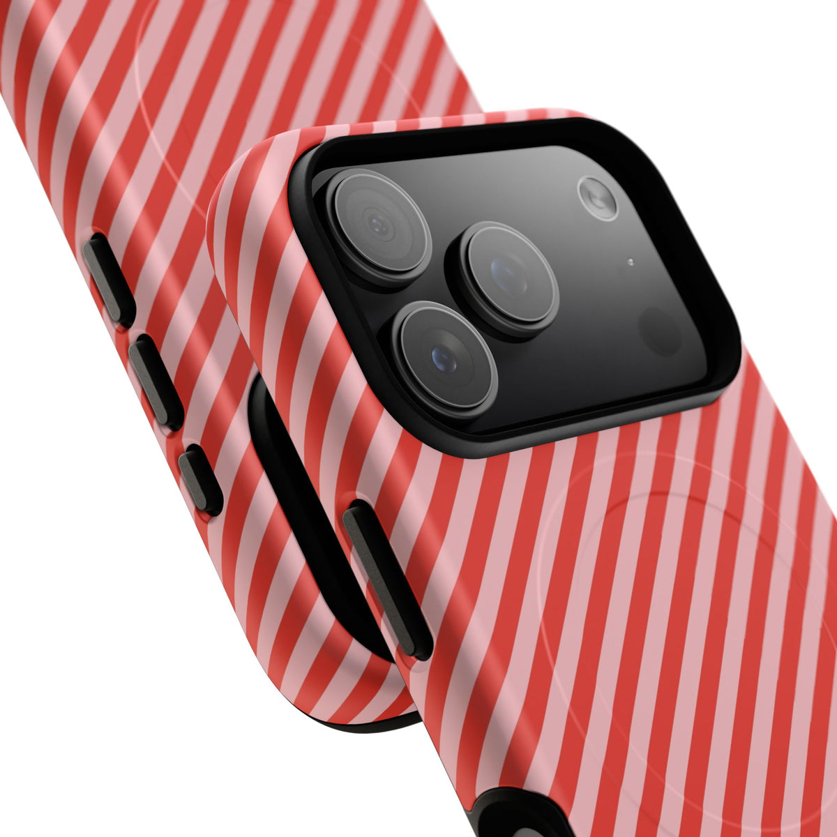 Poppy & Blush Striped Diagonal Magnetic Phone Case by etchd, view 100