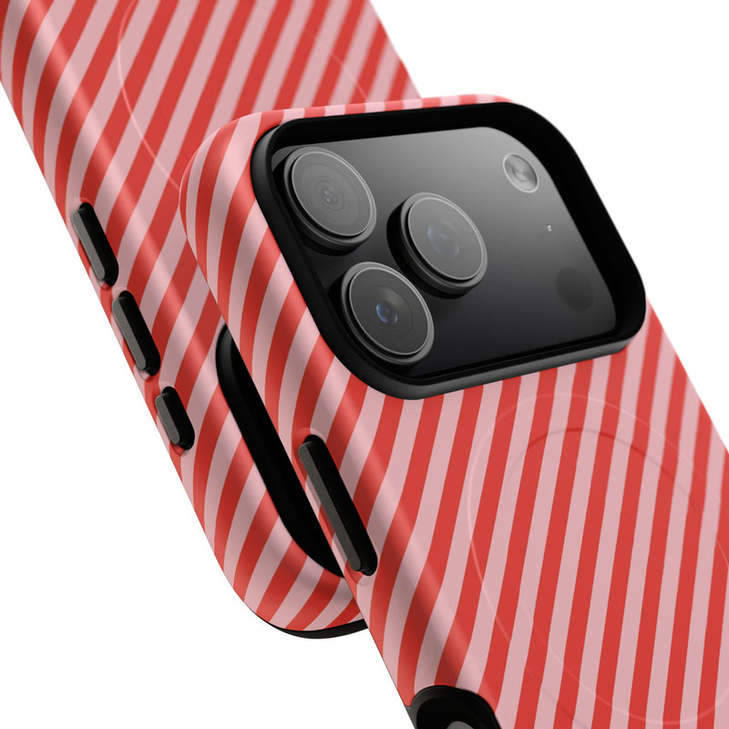 Poppy & Blush Striped Diagonal Magnetic Phone Case by etchd, view 100