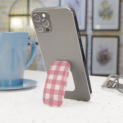 Blush & Cream Gingham Click-On Phone Grip by etchd, view 3