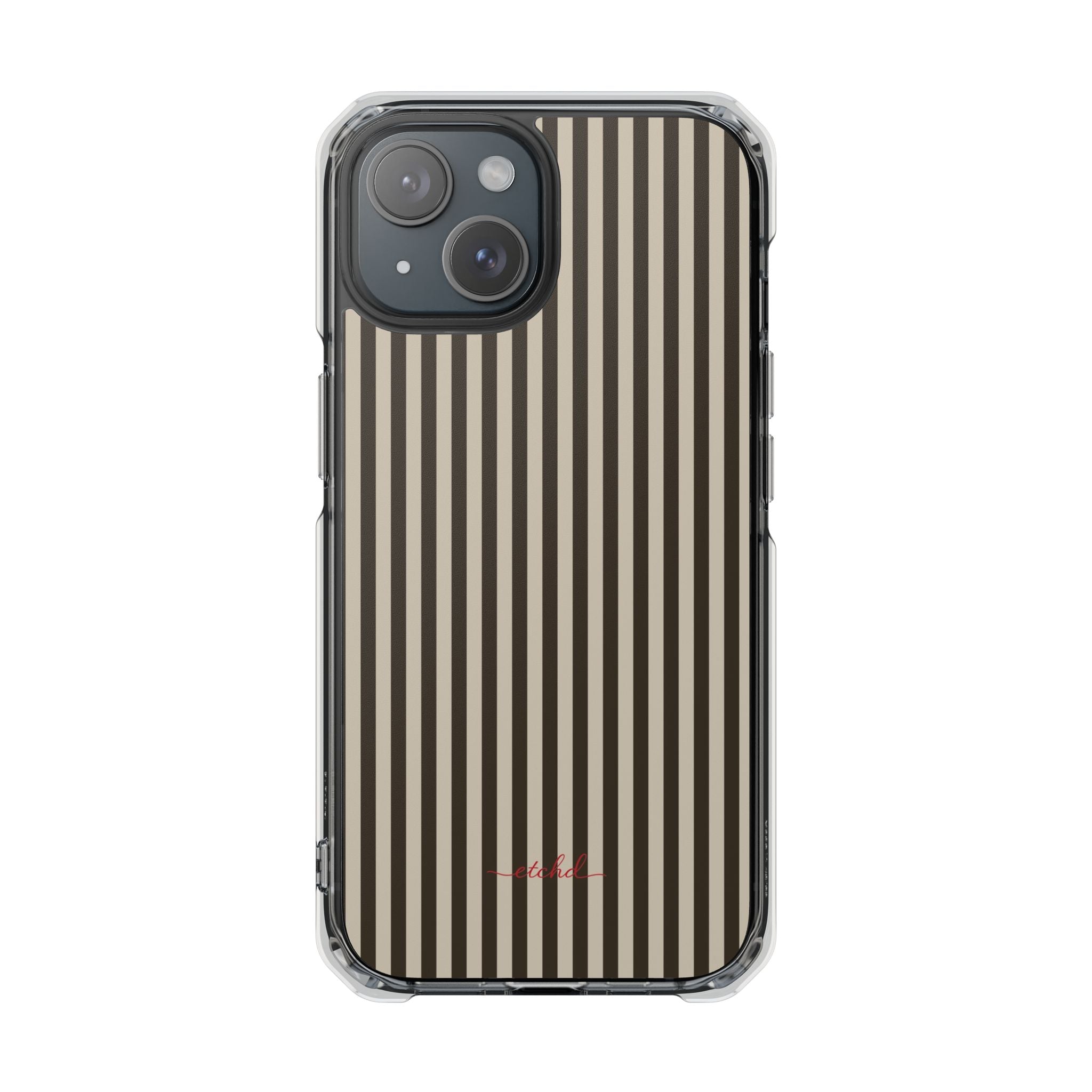 Cream & Brown Striped Clear Magnetic Phone Case by etchd, view 2