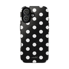 White & Black Polka Dot Magnetic Phone Case by etchd, view 25
