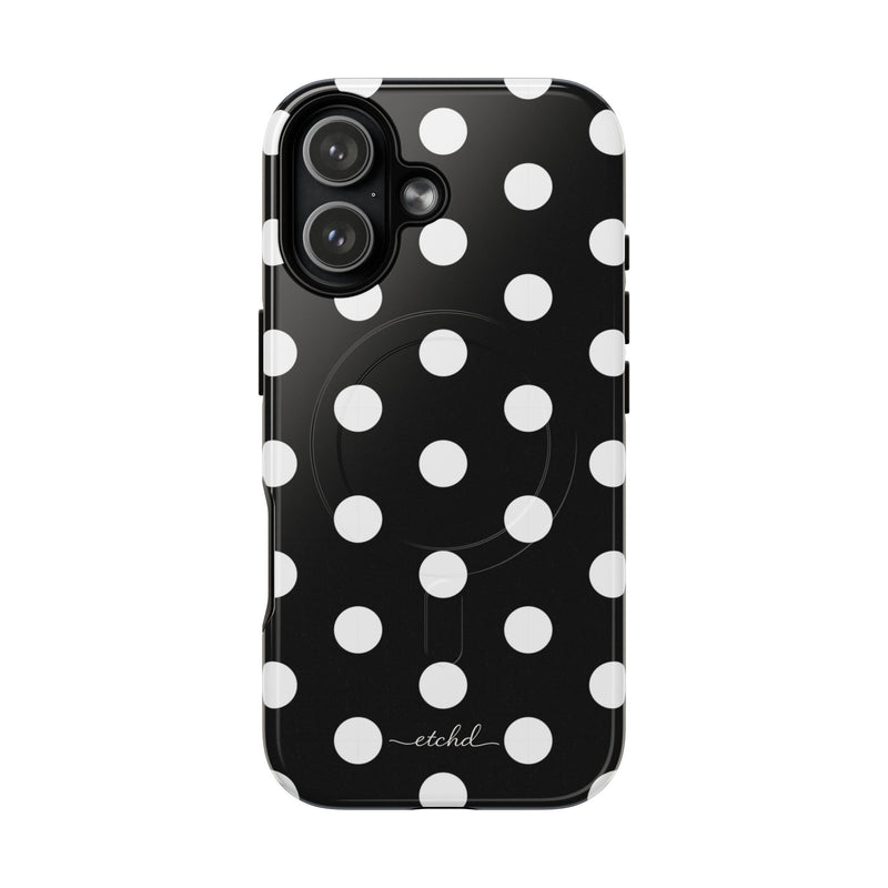 White & Black Polka Dot Magnetic Phone Case by etchd, view 25