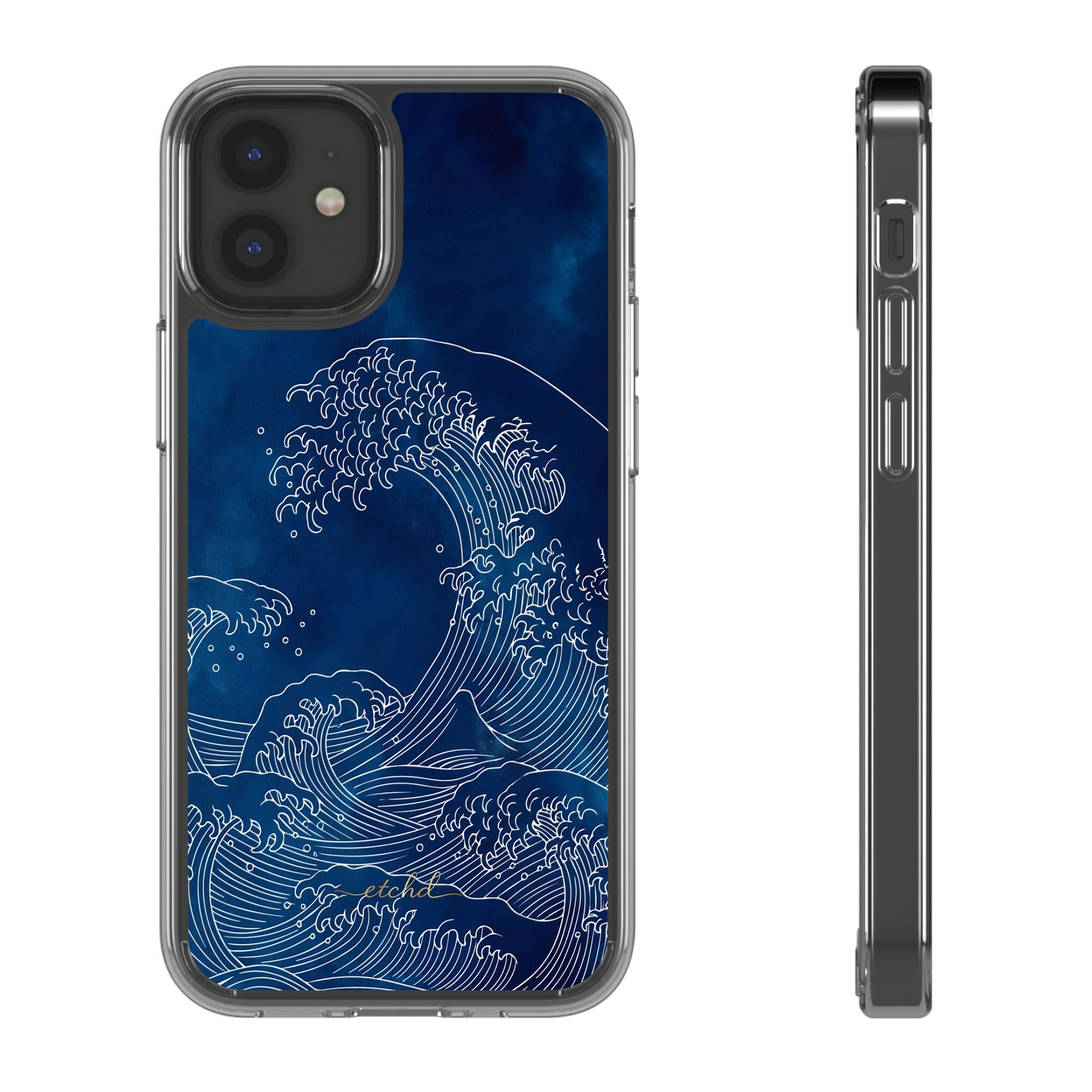 Ocean Wave Clear Phone Case by etchd, view 2