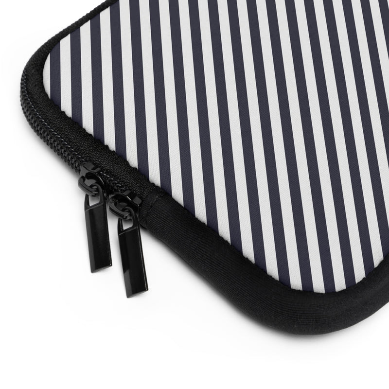 Navy & White Striped Diagonal Laptop Sleeve by etchd, view 12
