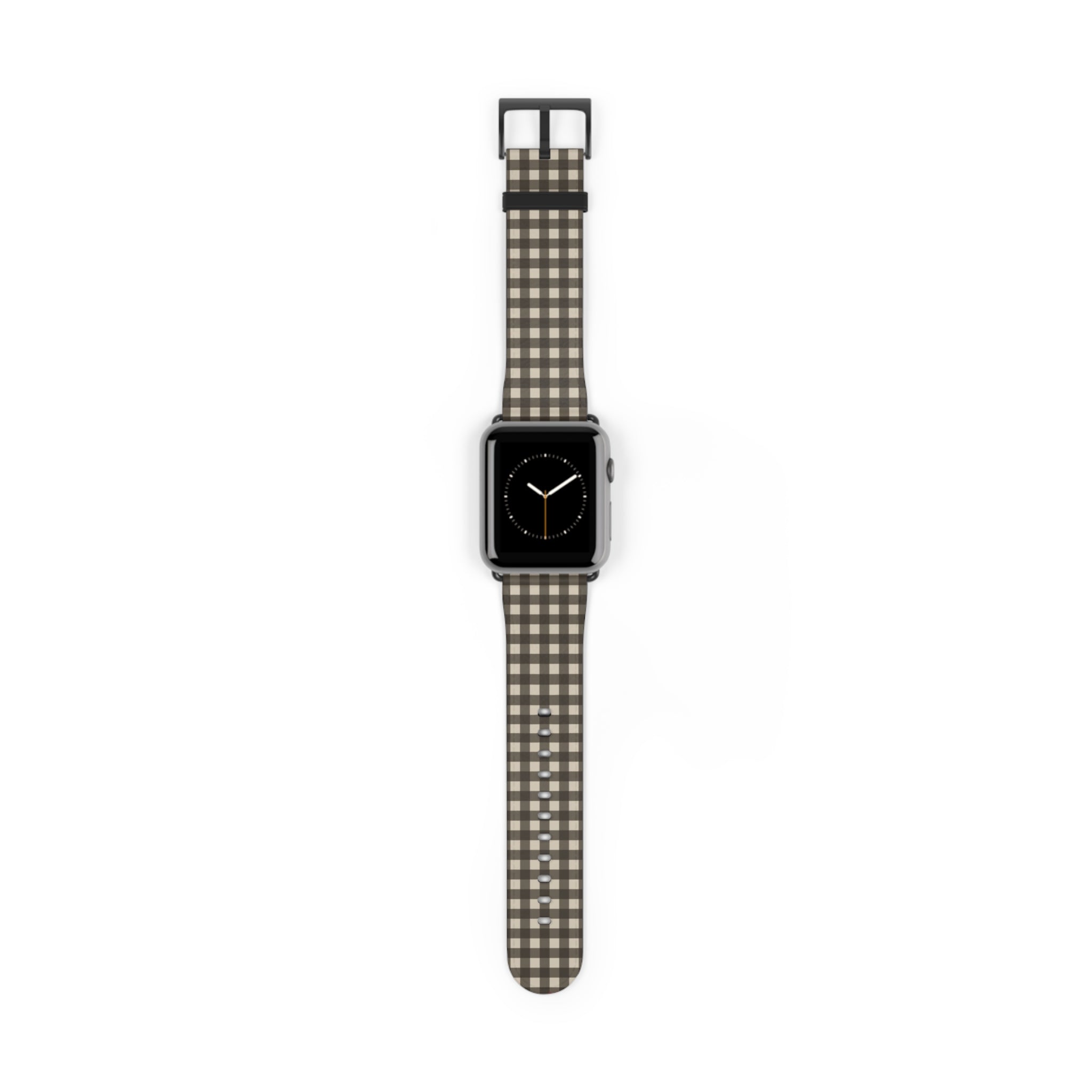 Cream & Brown Gingham Smartwatch Strap by etchd, view 2