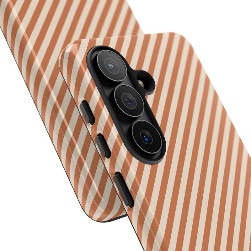 Terracotta & Cream Striped Diagonal Phone Case by etchd, view 209