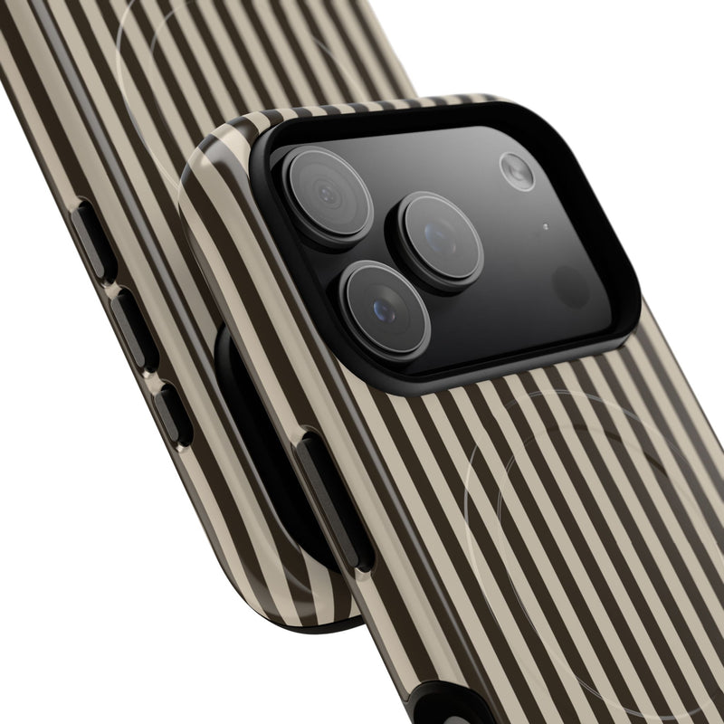 Cream & Brown Striped Magnetic Phone Case by etchd, view 99