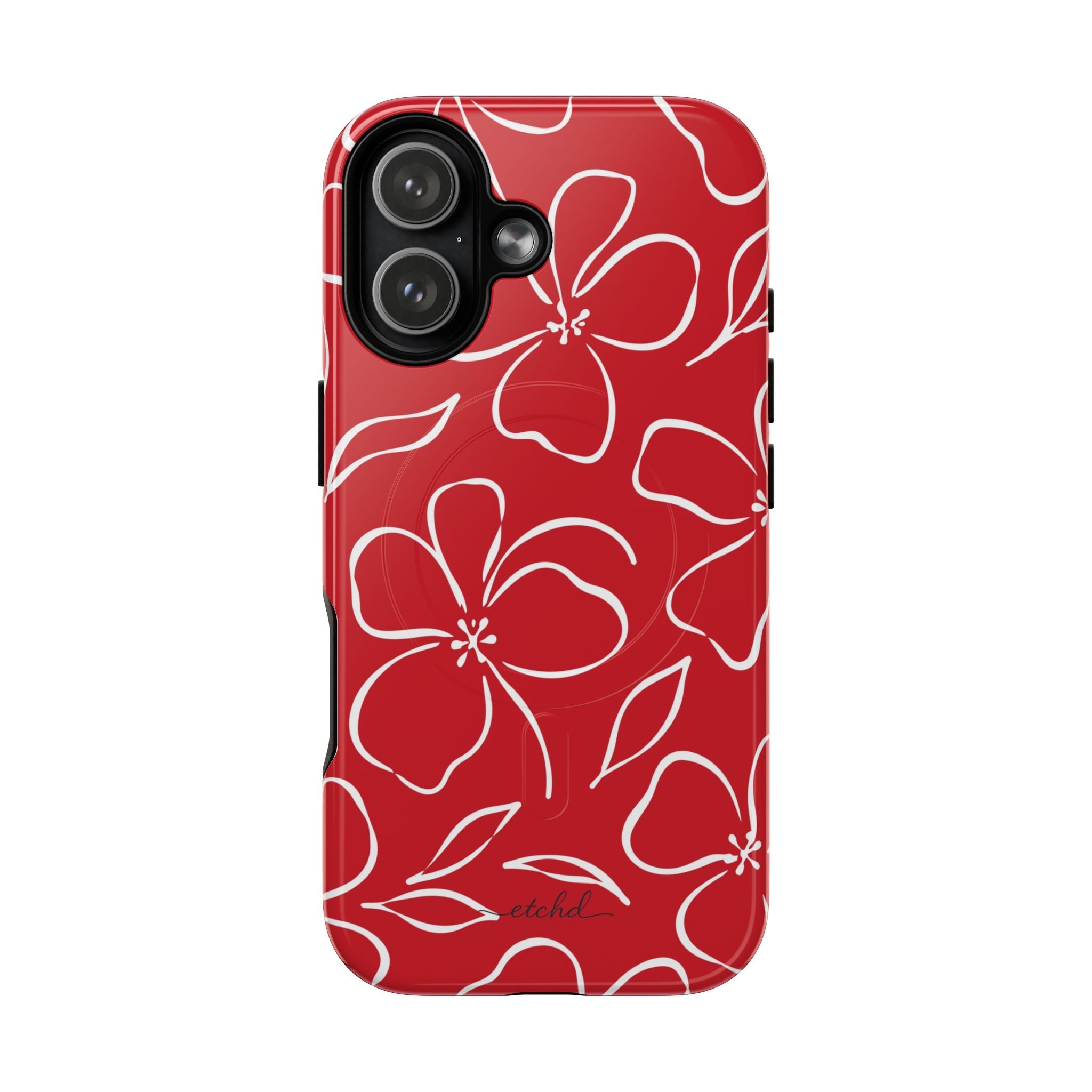 Classic Red & White Floral Magnetic Phone Case by etchd, view 25