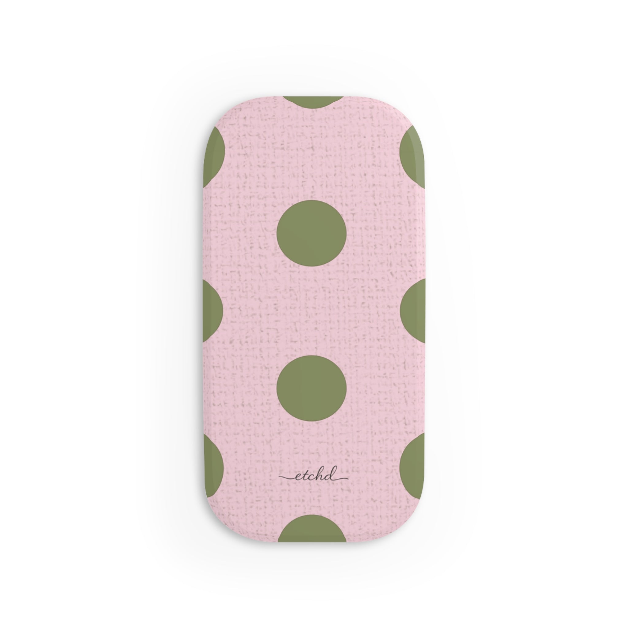 Green & Pink Polka Dot Click-On Phone Grip by etchd, view 2