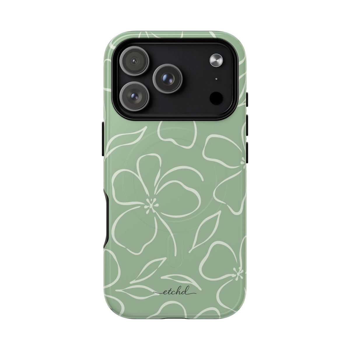 Sage & Cream Floral Magnetic Phone Case by etchd, view 100