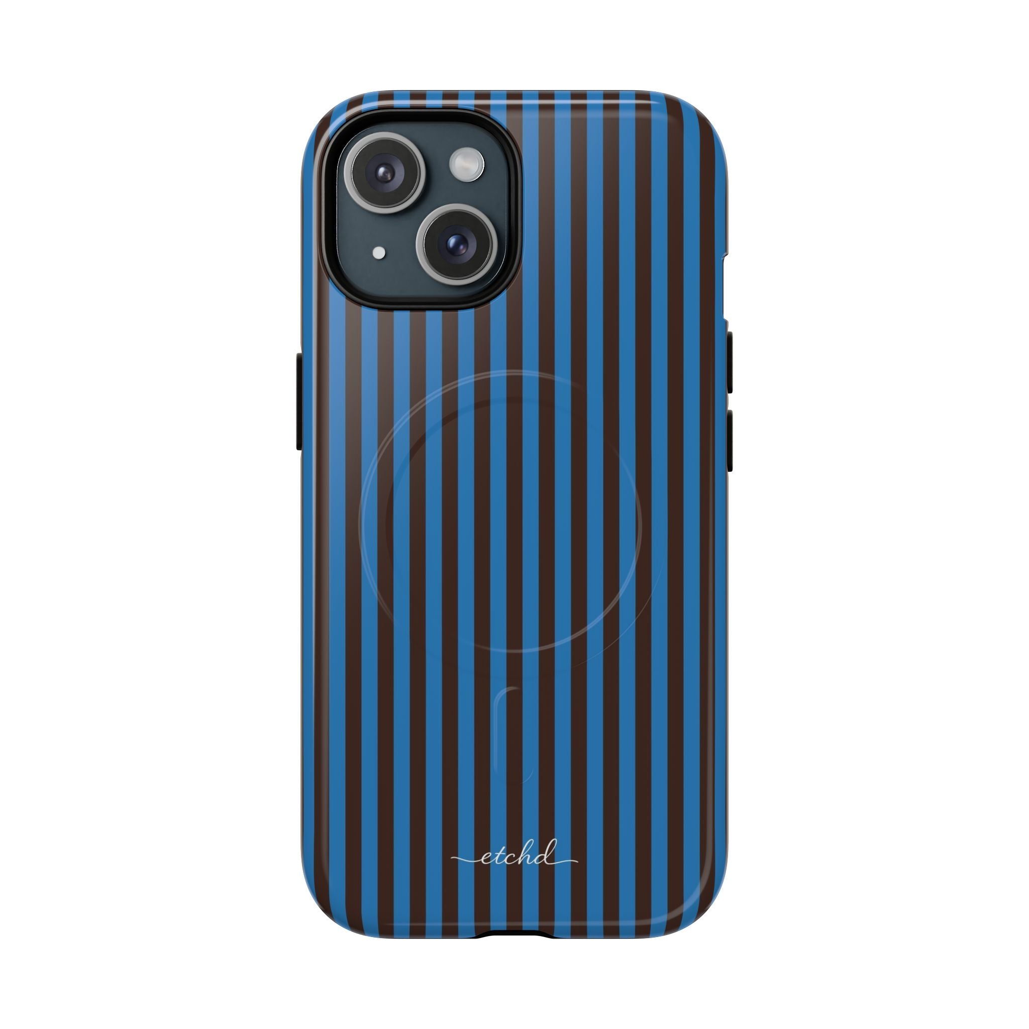 Espresso & Cerulean Striped Funda magnética para móvil de etchd, vista 2