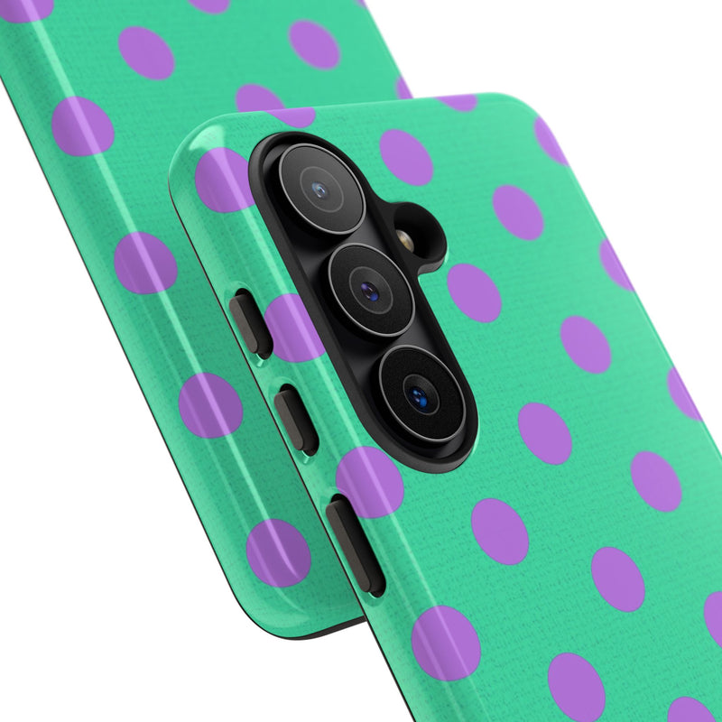 Lilac And Hypermint Polka Dot Phone Case by etchd, view 209
