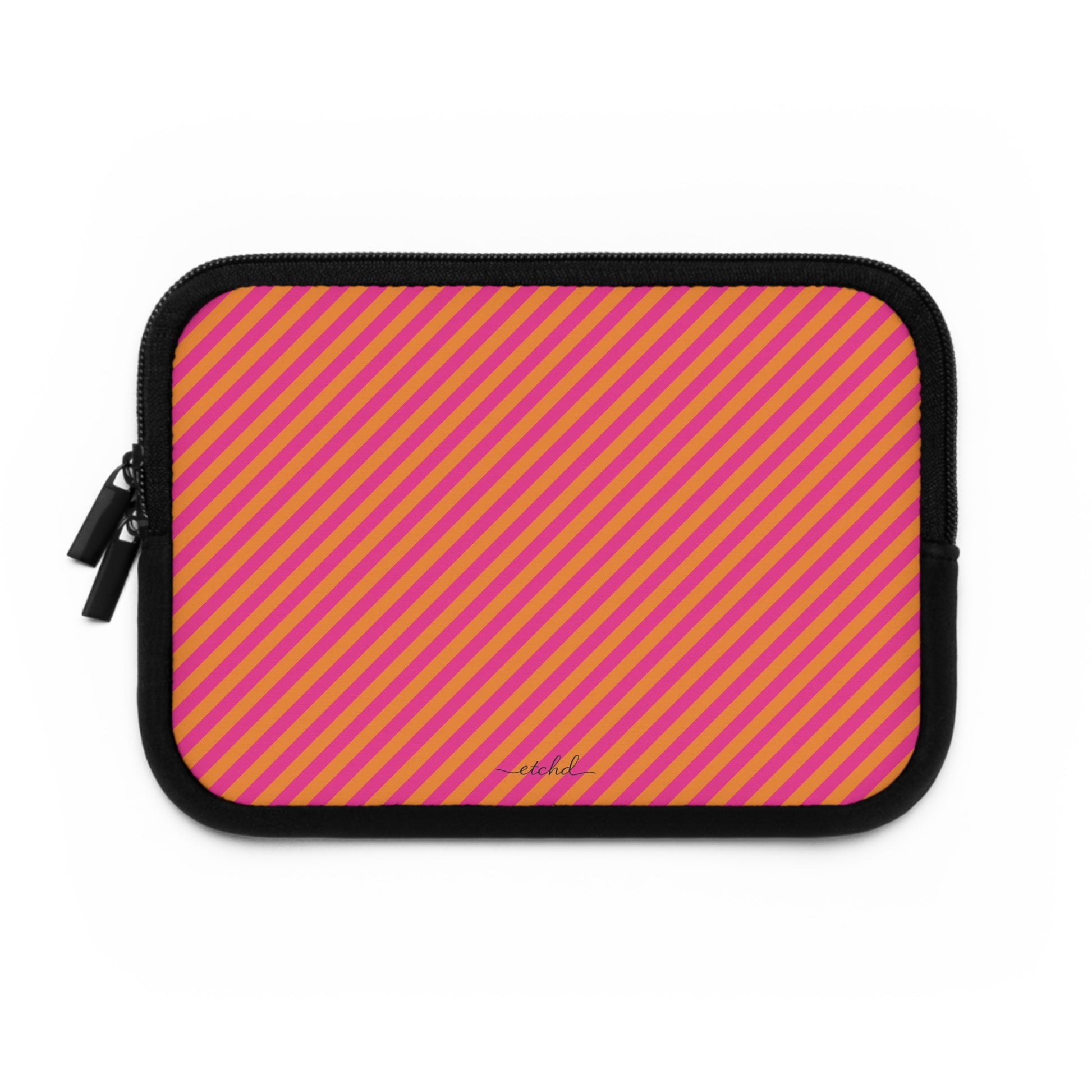 Pink & Orange Striped Diagonal Laptop Sleeve by etchd, view 2