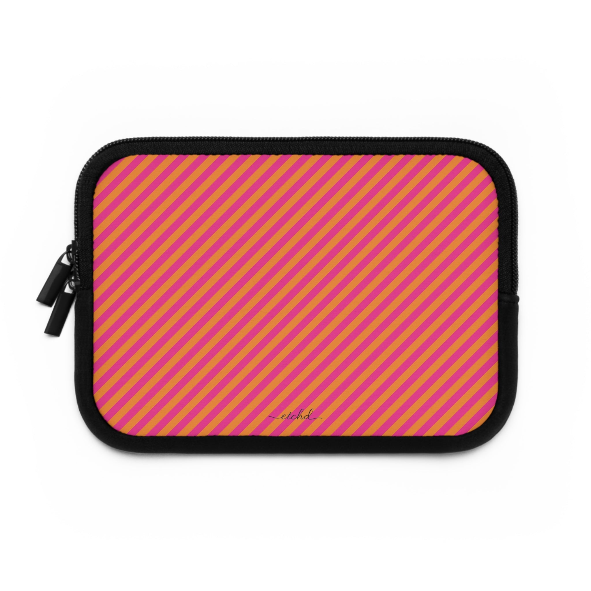 Pink & Orange Striped Diagonal Laptop Sleeve by etchd, view 2