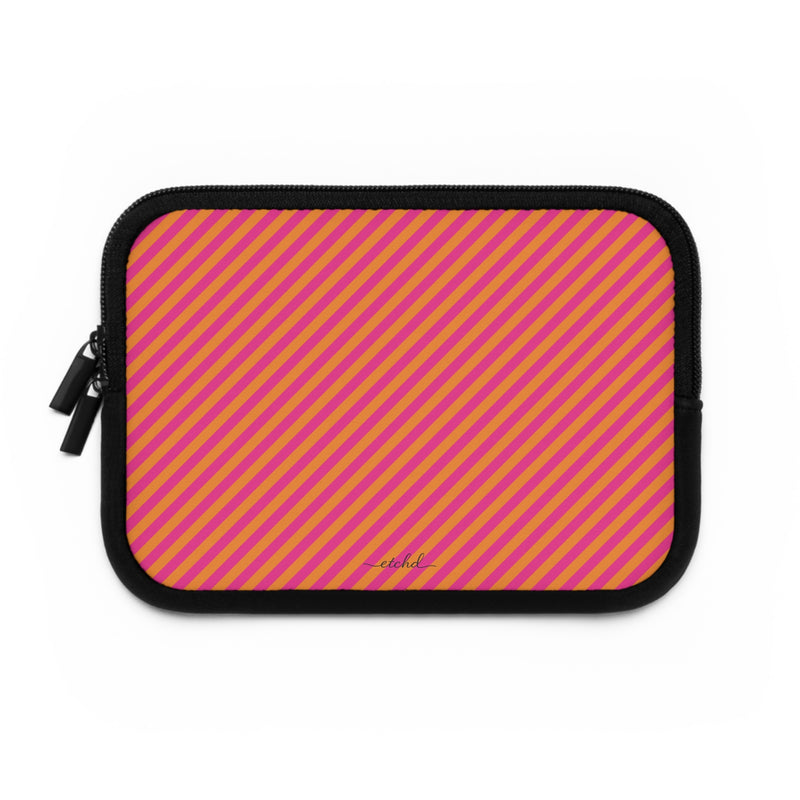 Pink & Orange Striped Diagonal Laptop Sleeve by etchd, view 2