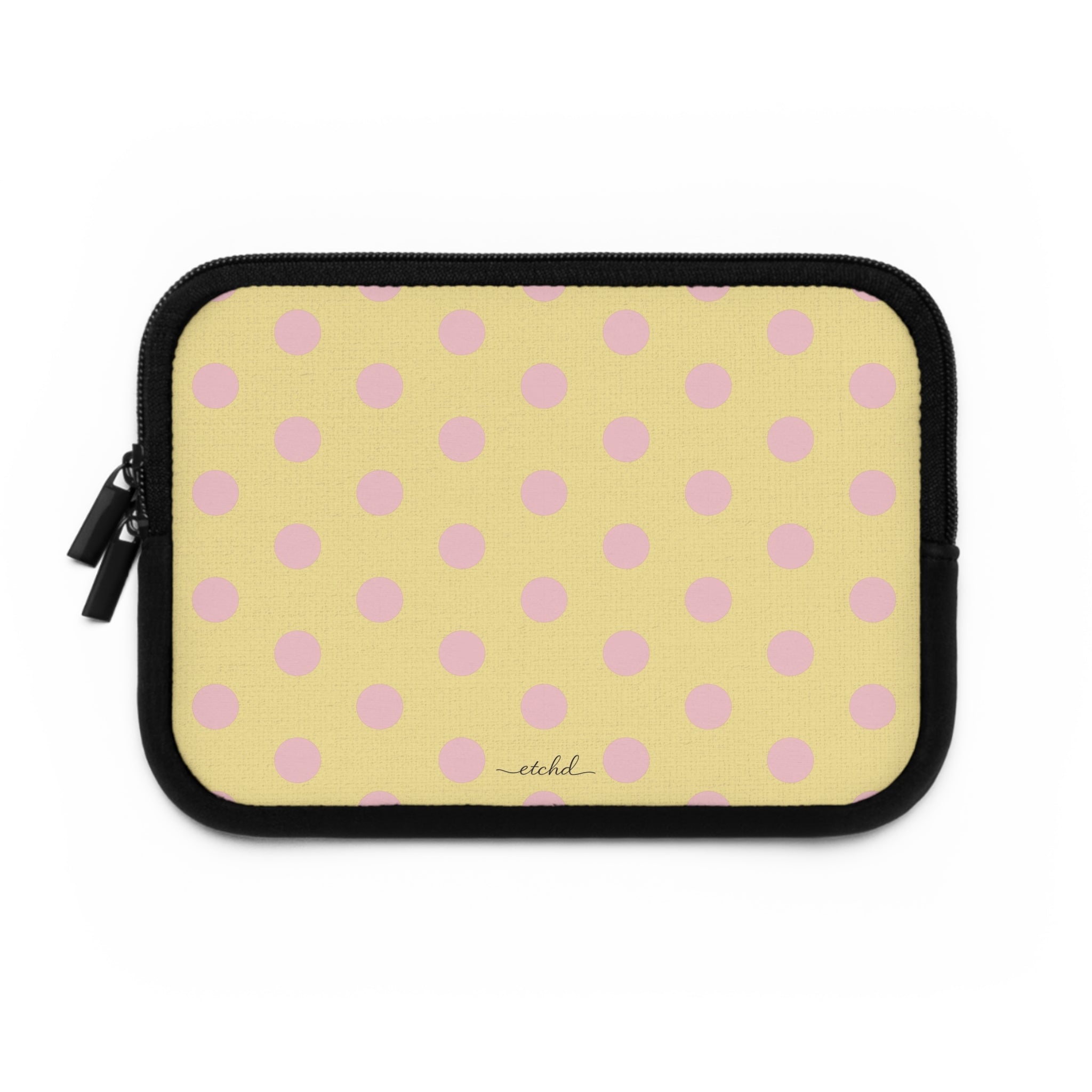 Pink And Butter Polka Dot Laptop Sleeve by etchd, view 2