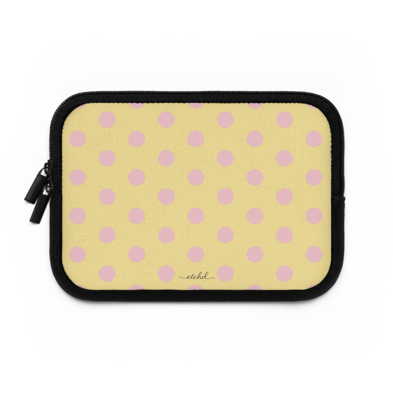 Pink And Butter Polka Dot Laptop Sleeve by etchd, view 2