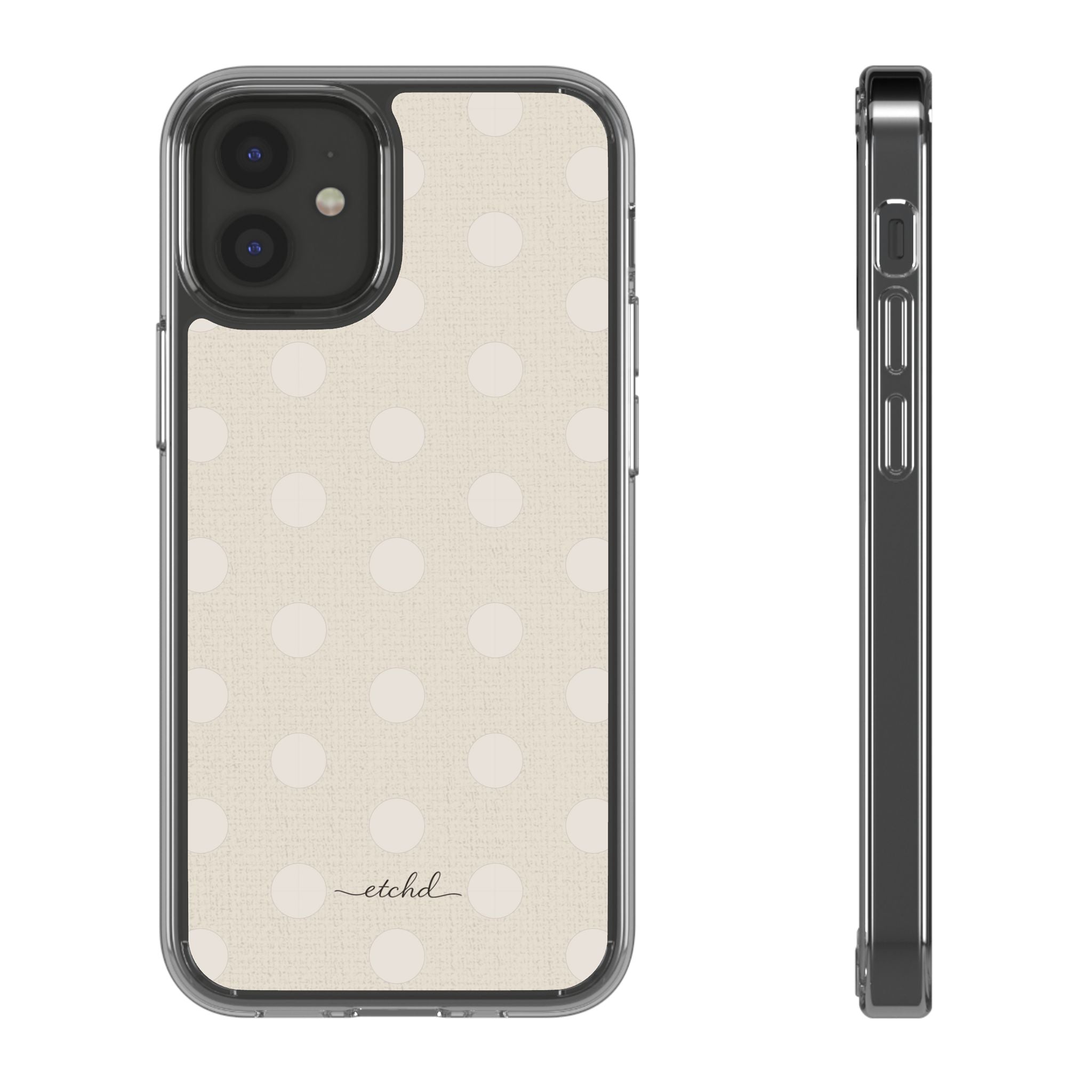 Neutral Polka Dot Clear Phone Case by etchd, view 2