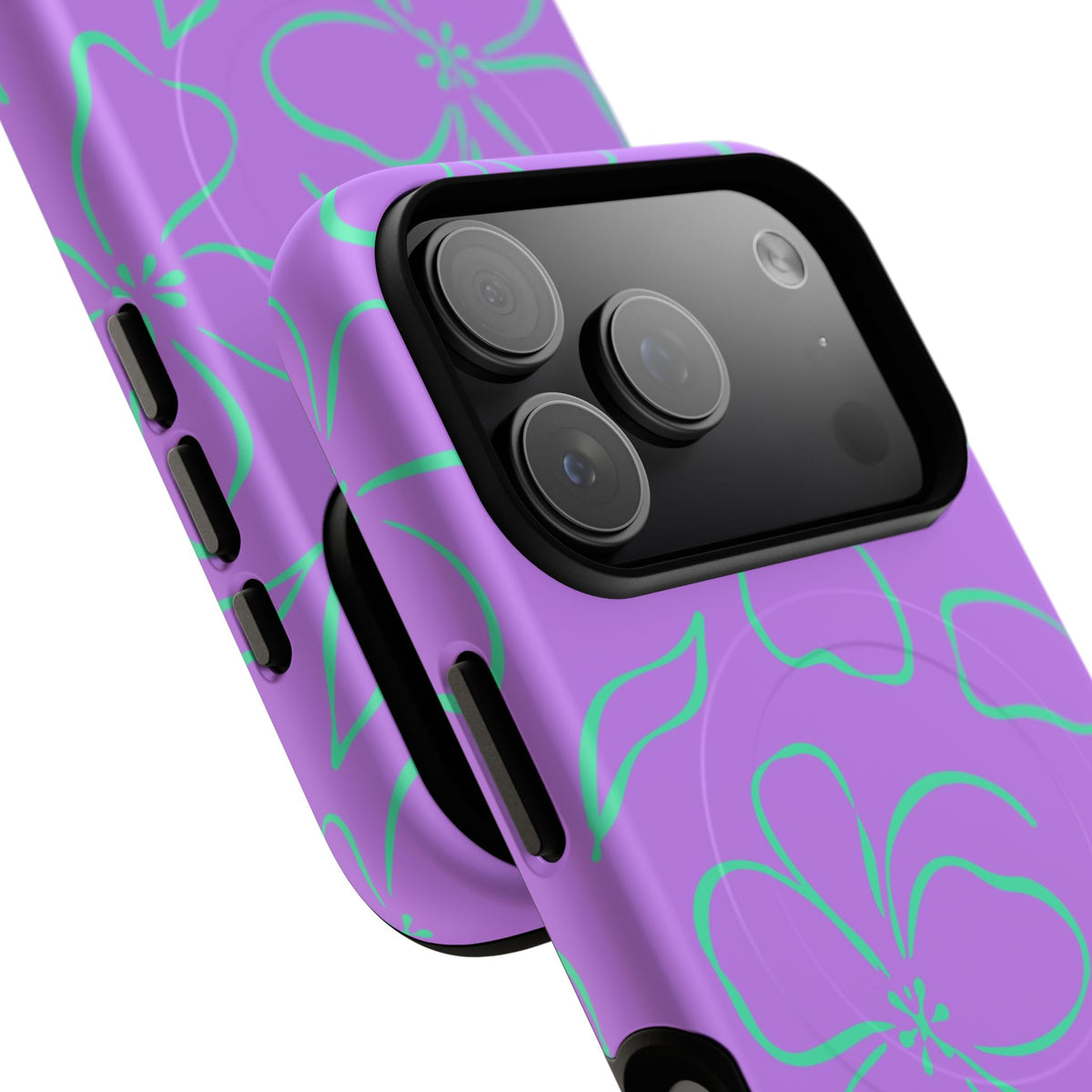 Lilac & Hypermint Floral Magnetic Phone Case by etchd, view 100