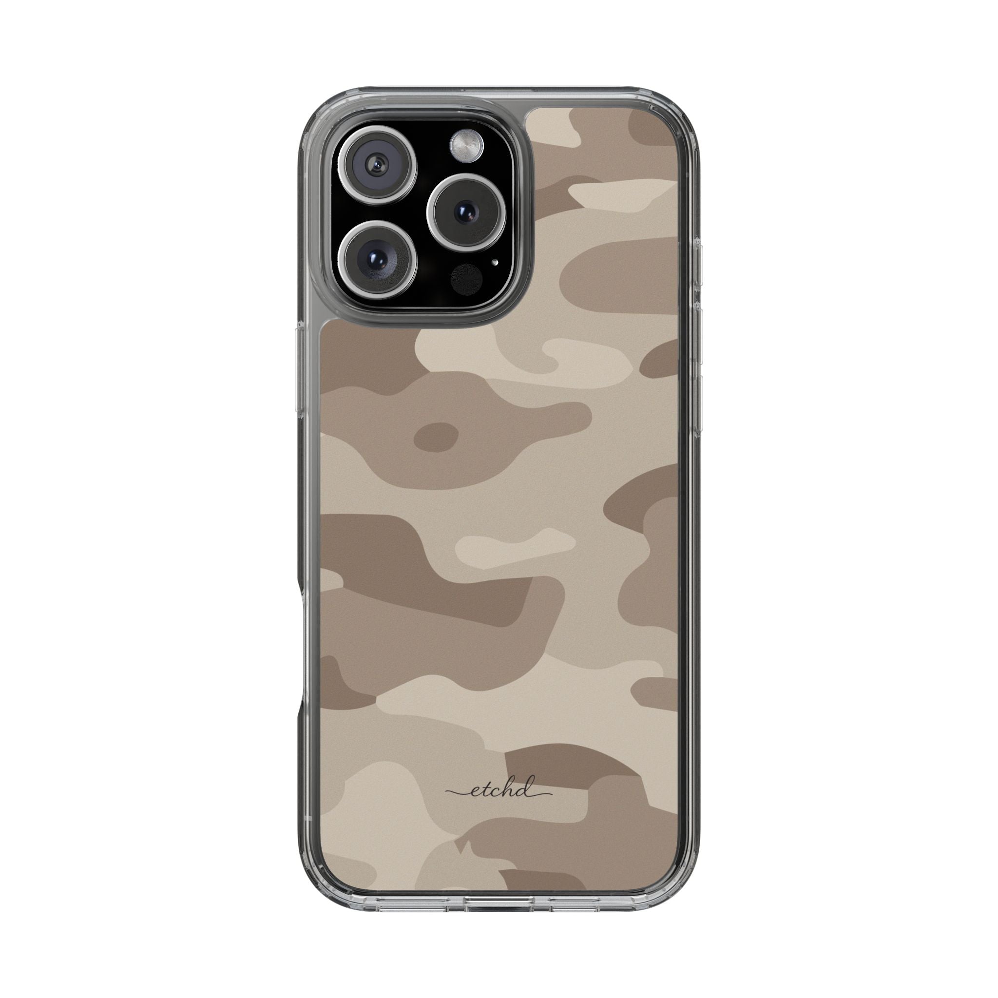 Beige Camo Clear Phone Case by etchd