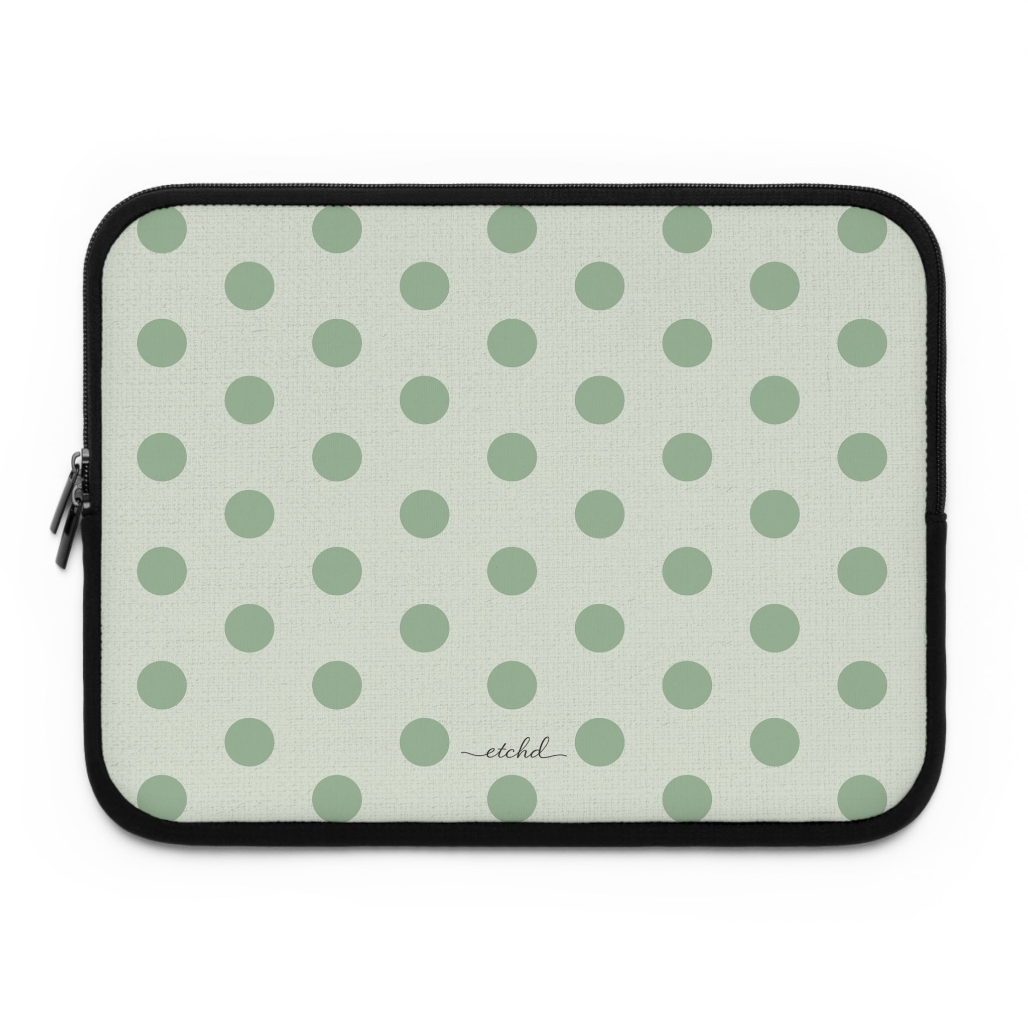 Sage Polka Dot Laptop Sleeve by etchd