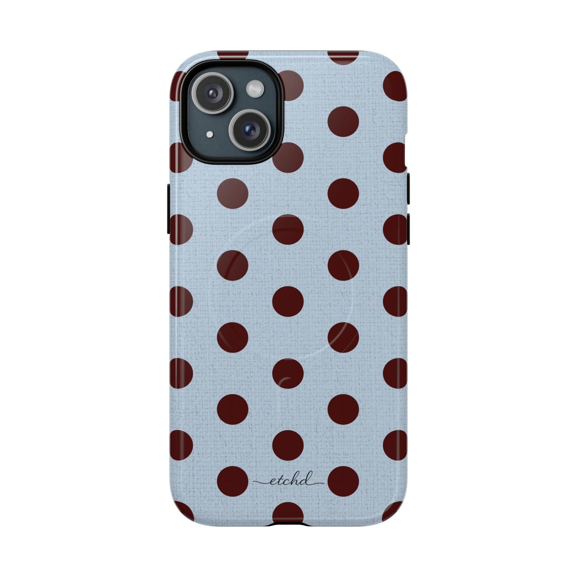 Blue & Cherry Polka Dot Magnetic Phone Case by etchd, view 6