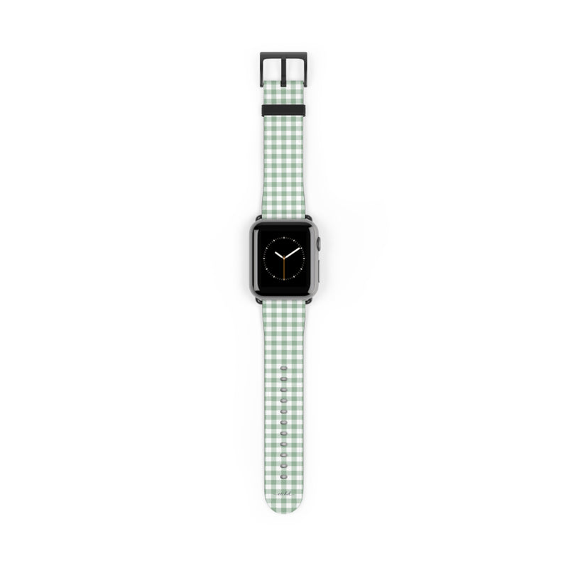 Sage Gingham Smartwatch Strap-zoom-