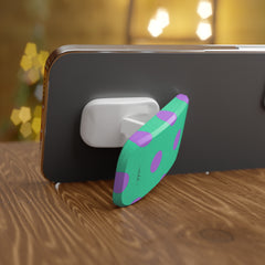 Lilac And Hypermint Polka Dot Click-On Phone Grip by etchd, view 4