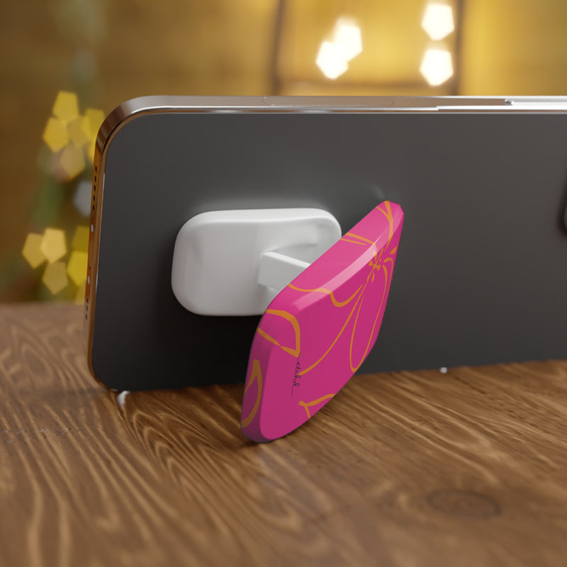 Pink & Orange Floral Click-On Phone Grip by etchd, view 4