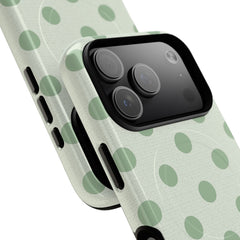 Sage & Cream Polka Dot Magnetic Phone Case by etchd, view 99