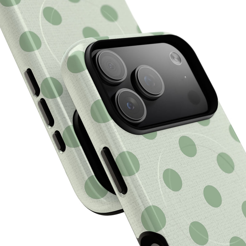 Sage & Cream Polka Dot Magnetic Phone Case by etchd, view 99