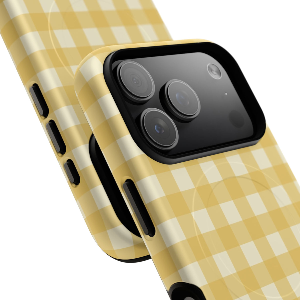 Butter & Cream Gingham Magnetic Phone Case by etchd, view 100