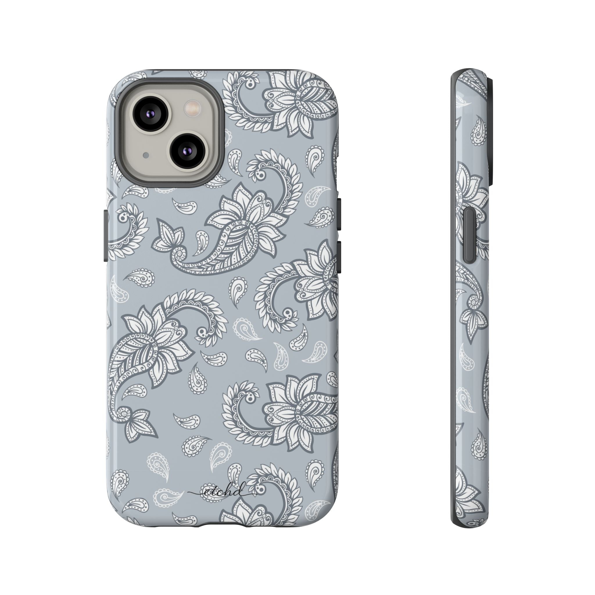 Dusty Blue Paisley Phone Case by etchd, view 2