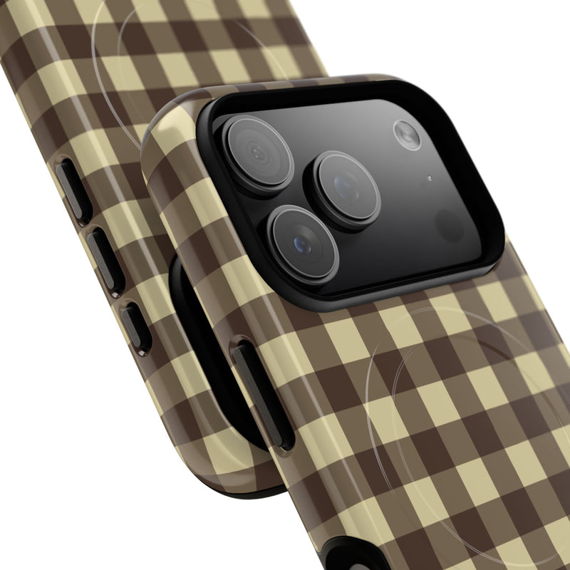 Butter & Brown Gingham Magnetic Phone Case by etchd, view 99