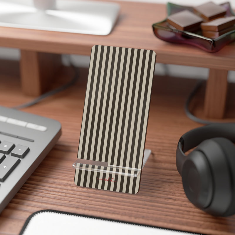 Cream & Brown Striped Supporto per telefono di etchd, vista 3