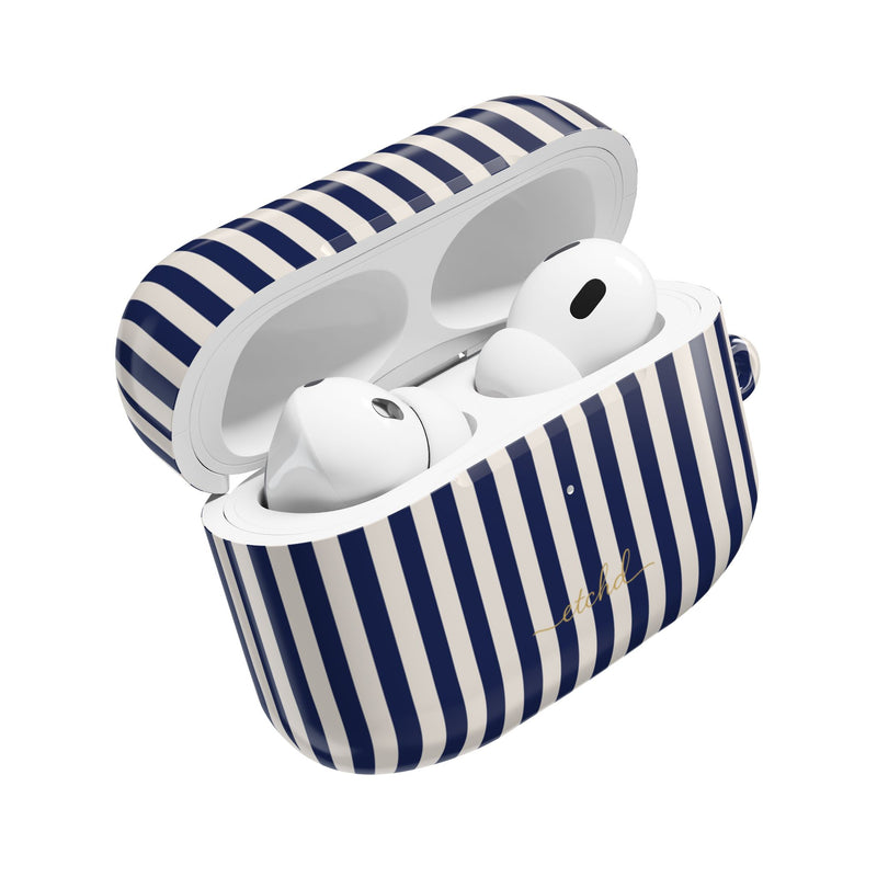 Navy & Cream Striped AirPod Case by etchd, view 9