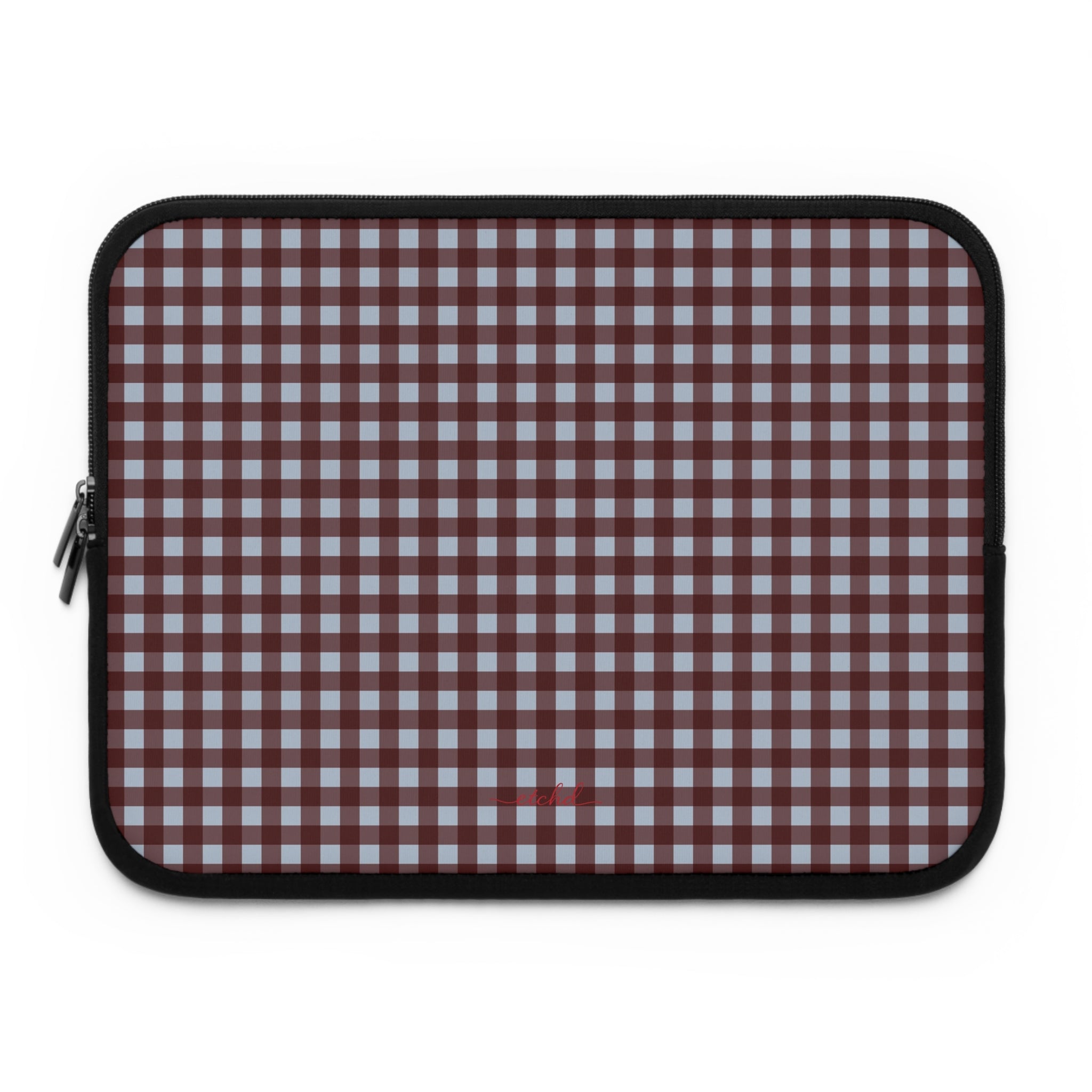 Blue & Cherry Gingham Laptop Sleeve by etchd
