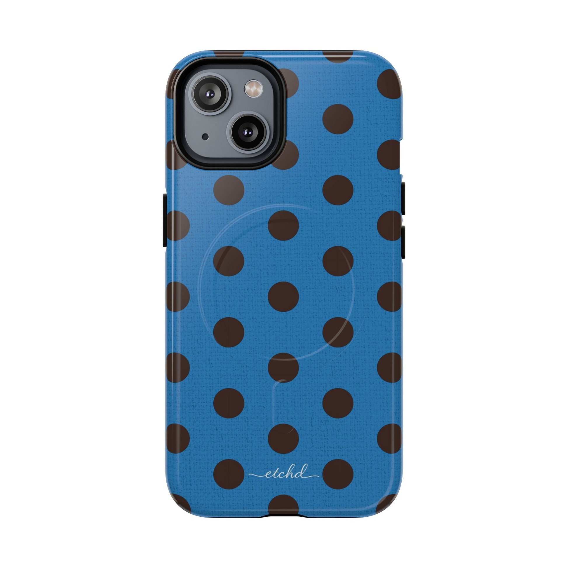 Espresso And Cerulean Polka Dot Magnetic Phone Case by etchd, view 10